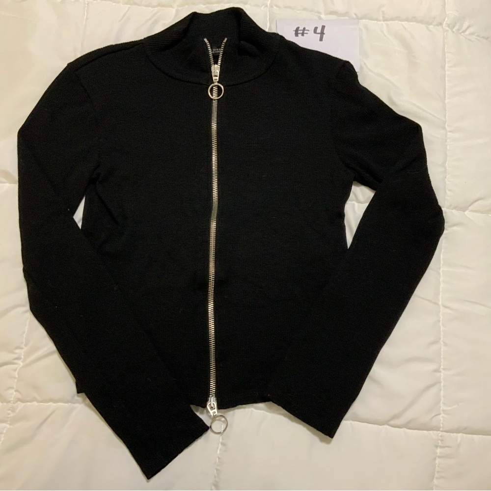 Zara Black Sweater with Silver Zipper